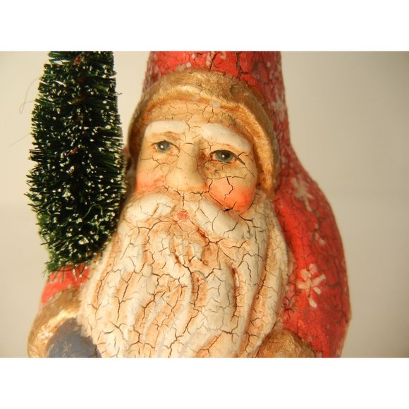 St Nickolas carved wood ornament,  6" Victorian style standing mantel ornament - Picture 5 of 6
